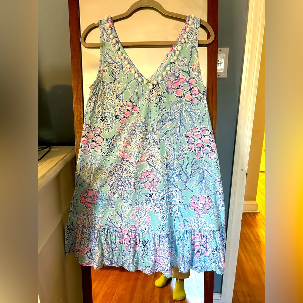 Lilly Pulitzer Pom Pom detail neck sun dress